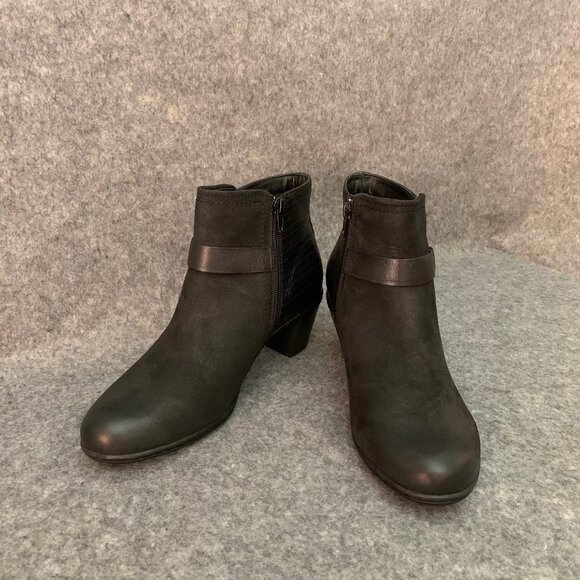 Rockport Cobb Hill Women’s Black Leather Strap Side Zip Ankle Boots - Picture 3 of 10